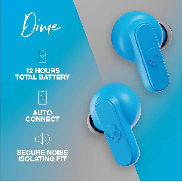 Skullcandy Light Gray Blue Dime True Wireless Bluetooth Earbuds - Picture 3 of 12